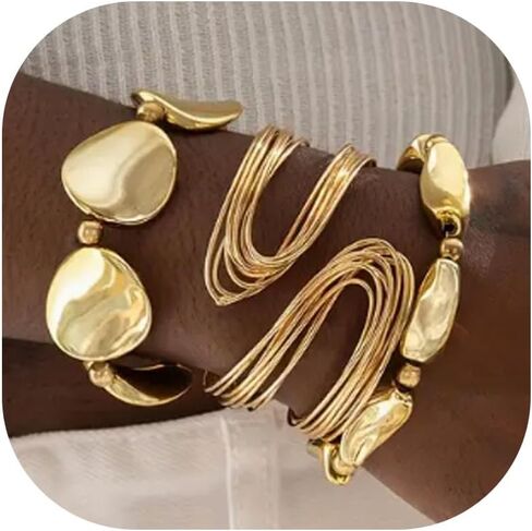 Chunky Gold Bracelet for Women Gold Chunky Cuff Bangles Bracelets for Women Trendy Non Tarnish Jewelry Gifts in Saudi Arabia