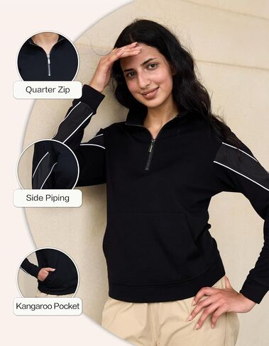 Merino Wool Quarter Zip Pullover for Women for Sport Workout, Thermal Collared Soft Cozy Sweatshirts for Women in Kuwait