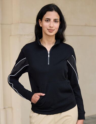 Merino Wool Quarter Zip Pullover for Women for Sport Workout, Thermal Collared Soft Cozy Sweatshirts for Women in Kuwait