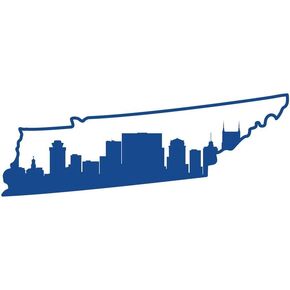 ND424B Tennessee Cityscape Decal Sticker | 5.5-Inches By 2-Inches | Premium Quality Blue Vinyl