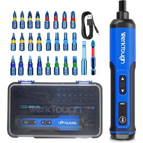 Electric 4V Cordless Screwdriver Kit Power Cordless Screwdriver Rechargeable Set with Li-ion Battery 24 Bits&Extension Rod 3 Adjustable Torque Magnetic Hex Chuck Mini Electric Screw driver Set S026