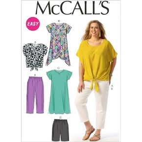 McCall Pattern Company M6971 Women's Top, Tunic, Dress, Shorts and Pants, Size RR "18W-20W-22W-24W"