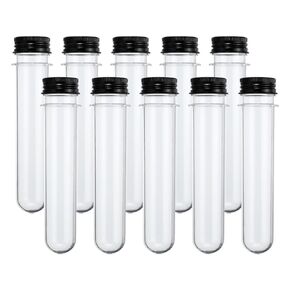 PATIKIL 40ml Test Tubes, 25pcs 5.51x0.98" Plastic Clear Round Bottom Test Tube Containers with Caps for Bead Party Candy Bath Salt Storage Scientific Experiment Plant Propagation, Black