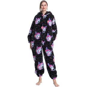 One Piece Pajamas Homewear Sleepwear Onesie Pajamas with Pocket Unisex Adult