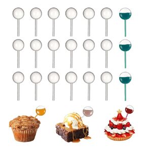 100 Piece Paper Cupcake and Jam Dropper Decoration Set, Plastic Eye Dropper, Dessert Pipette, Mini Chocolate Disposable Straw, Mini Ice Cream, Jam Pipette (Rotundity)
