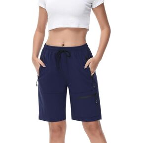 Women's Cargo Shorts with Zipper Pockets Quick Dry Lightweight Summer Shorts for Women Outdoor Hiking Travel