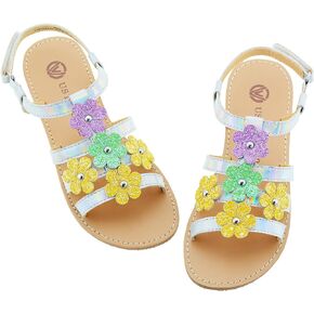 Girls Sandals Kids Strap Flat Sandals Open Toe Summer Flower Casual Sandals