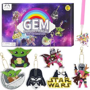 MATHARAGO Diamond Art for Kids 6 Pcs DIY Diamond Painting Cute Keyrings Set, Painting by Number Gem Keychains Craft Kits for Kids Ages 6-12, Gifts for Birthday, Back to School