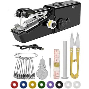1 Set Mini Handheld Sewing Machine, Portable Sewing Machine with Sewing Supplies Easy to Use Ergonomic Design for DIY Beginners for Home Travel (Black)