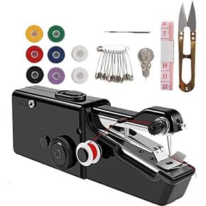 ماكينة خياطة محمولة باللون الأسود، ماكينة خياطة كهربائية صغيرة محمولة للبالغين، سهلة الاستخدام وغرز سريعة مناسبة للملابس والأقمشة والسفر المنزلي بنفسك in Kuwait