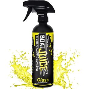 Boat Juice Glass Cleaner & Anti-Fog Spray - Boat Glass Cleaner, Boat Window Cleaner, Electronic Screen Cleaner - Boat Cleaner Products, Boat Cleaning Supplies, Boat Accessories - Lemon Scent (16oz)
