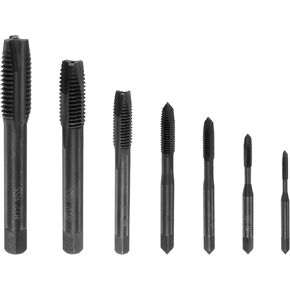 uxcell 7pcs Spiral Point Thread Tap Set, M3 M4 M5 M6 M8 M10 M12 Nitride Coated Metric Screw Taps, High Speed Steel 6542 Machine Tapping Threading Repair Tool