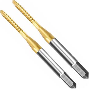 2 PCS Spiral Point Plug Threading Tap M3 x 0.5 Thread, Ground Threads H2 3 Flutes, High Speed Steel HSS 6542 Metric Screw Milling Threading Tap, Titanium Coated