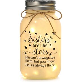 Mason Jar Lights for Godmother，Mason Jar With 10 Warm Lights, Thanksgiving Christmas Godmother Gift, Home Decor Gifts for Godmother