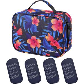 Insulin Cooler Travel Case, Large Medication Cooler Bag with 4 Reusable Ice Packs for Insulin Pens and Diabetic Supplies, Diabetic Care Kits Organizer with Handle Design, Black