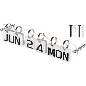 Wall Mount Acrylic Calendar, Perpetual Calendar 2024 Daily Display Calendar, Reusable Yearly Wall Standing Calendar with Wall Hook for Home Office Decor Accessories (Black)