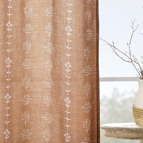 Kitchen Window Curtains Over Sink,45 Inch Length Farmhouse Linen Sheer Boho Cafe Curtains Sets of 2,Black and Cream