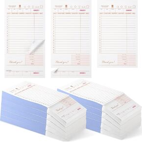 5000 Sheets Guest Check Books 2 Part Carbonless Guest Check Pads Perforated Loose Server Order Checks, 20 Pack, 8.2 x 4.3 Inch Tan and White