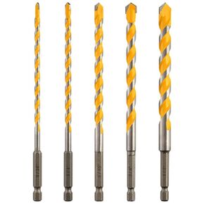 5PCS Multi-Purpose Masonry Drill Bits, Hex Shank Drill Bit Set 3/16"-1/2" Concrete Carbide Drill Bit Set for Glass/Brick/Plastic/Wood/Cement/Tile