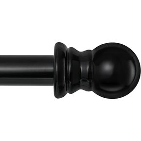 Heavy Duty Curtain Rods for Windows 48 to 76 Inch - 1" Black Curtain Rods with Brackets for Outdoor Patio, Farmhouse, Bedroom, Kitchen, Living Room, Easy Install Curtain Rods