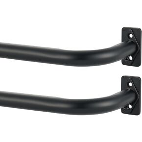 Wrap Around Curtain Rods 2 Pack, Matte Black Curtain Rods 28-48 Inch, Adjustable Window Curtain Rods Room Darkening, Heavy Duty 1-Inch Diameter Telescoping Drapery Rod
