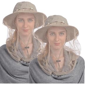 USHAKE Head Net Hat, Safari Hat Sun Hat Bucket Hat with Hidden Net Mesh