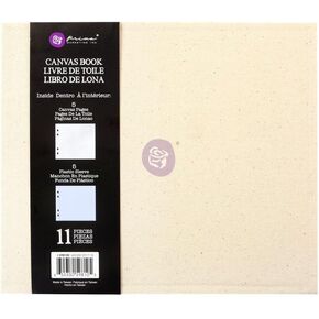 Prima Marketing Mixed Media Book 9"X7.5"X2"-(5) Canvas Pages & (5) Plastic Sleeves