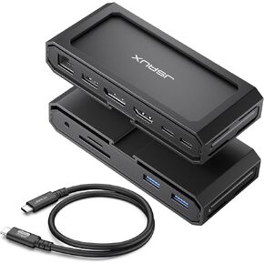JSAUX USB-C Laptop Docking Station, 11-in-1 Dock with 8K@30Hz HDMI and DP, 100W PD, USB-C and 3 USB-A, Gigabit Ethernet, 3.5mm Audio, SD/TF Reader Compatible with Steam Deck, MacBook,ROG Ally-HB1101
