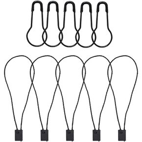 500 Pcs 7 Inch Hang Tag Fasteners Black Nylon Strings and 500 Pcs 0.85 Inch Black Metal Ground Safety Pins Clothes, Lock Pin Security Loop for Retail Store Clothing Accessory Price Pins