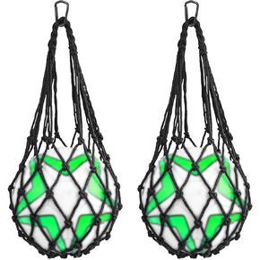 Linkidea Mesh Soccer Ball Storage, Sports Ball Rack Nylon Carry Bag, Durable Single Ball Bag, 2-Pack Fits to Balls 3, 4, 5 (Black)