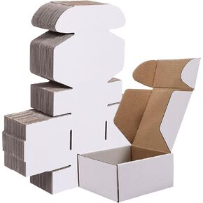50 Pack Small Shipping Boxes,White Corrugated Cardboard Boxes,Outer size:4x4x2 inch,Internal size:3.6x3.8x1.9 inch,Recyclable Corrugated Mailer Boxes for Small Bussiness Packing and Mailing