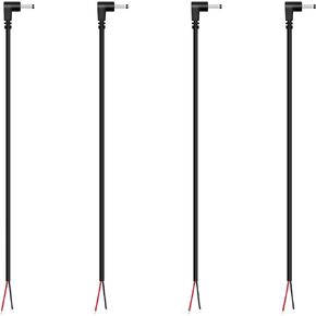 (4 Pack) Replacement 3.5mm x 1.35mm 90 Degree Right Angle DC Power Male Plug Jack to Bare Wire Open End Pigtail Power Cable Cord for DC Power Supply Cable Repair