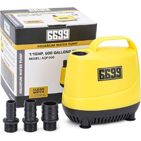 Submersible Pump 600GPH Ultra Quiet Water Fountain Pump Max Lift Height Up to 9FT with 6FT Power Cord 3 Nozzles for Fish Tank Pond Aquarium Statuary Hydroponics AQP 600