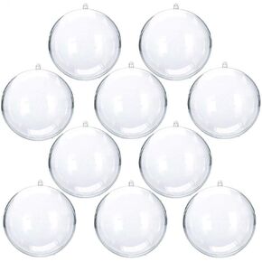2.75"/70mm Clear Plastic Fillable Christmas DIY Craft Ball Ornament - Pack of 10