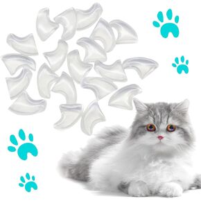 VICTHY 100pcs Cat Nail Caps Clear Cat Claw Covers Kitten Nail Caps with Adhesives and Applicators (Extra Small)