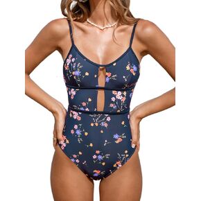 CUPSHE Women's One Piece Swimsuit Scoop Neck Adjustable Straps Cutout Back Self Tie Bathing Suit