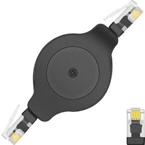 RJ9 Retractable Phone Cord for Landline 4ft Auto Rewind Handset Cord Telephone Cord 4P4C Male to Male - 4 Feet