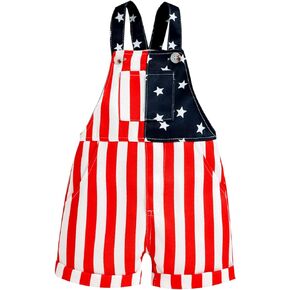 FIOMVA American Flag Overalls for Baby Girls Boys 4th of July Outifts Clothes Suspender Jumpsuit One-Piece Clothing
