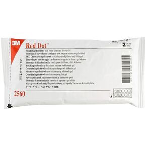 3M 2560-5 Red Dot Monitoring Electrode, 1.60" Width, 1.36" Length, Pack of 1000