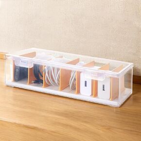 Clear Cable Organizer Box with Lid, Plastic Charger Cable Cord Storage Organizer, Office Desk Organizers, Multifunctional Accessories Storage for Home Drawer Office, Stackable, Clear