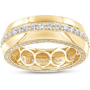 1 2/5 Carat Round Cut Lab Created Moissanite Diamond Eternity Men's Anniversary Wedding Band In 14K Gold Over Sterling Silver Stackable Engagement Ring (VVS1 Clarity, 1.40 Cttw)