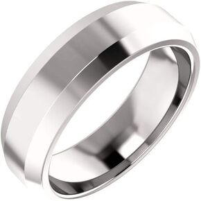 Jewels By Lux Platinum 6mm Comfort Fit Beveled Edge Wedding Ring Band