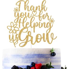 Gold Glitter Thank You for Helping us Grow Cake Topper, Thank You Teacher/Best Teacher Ever, Teacher Appreciate Party Decorations Gift