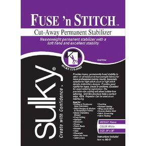 Sulky 102744 Fuse 'n Stitch Cut-Away Permanent Stabilizer, 24"X36",White