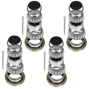 4 Sets 3500 LB Boat Trailer Axle Bearing Kits - Endxedo L68149 L44649 Bearing Kits with 171255TB Grease Seals, 1.98'' Trailer Dust Caps, Cotter Pins, Axle Nuts & Washersfits for #84 Spindle