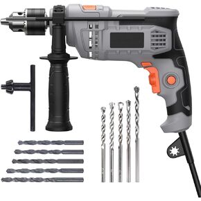 مثقاب كهربائي 850 وات، مثقاب مطرقي 7 أمبير، مثقاب مطرقي كهربائي 1/2 بوصة مع 3000 دورة في الدقيقة، سرعة متغيرة، 10 رؤوس مثقاب، للأرضيات الخرسانية والجدران والطوب والحجر in Kuwait