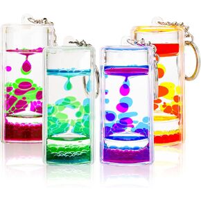 Dynamic Liquid Timers Key Chain Set, Colorful Motion Bubbler Timekeeper Key Chain, Liquid Hourglass Keychains