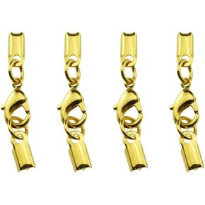 4 x 32mm Lobster Claws with Cord End Caps Sturdy Clamp Good Friction Extender Connector Alloy Bronze 8 Pairs for Necklaces Bracelets Beading Jewelry Craft Making