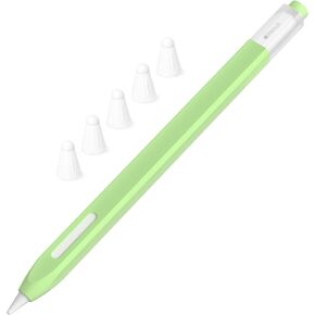 Classic Silicone Pencil Case Compatible with Apple Pencil 2nd Generation Case Cover Sleeve,[with 5 Cloth Fiber Silicone Tip Cover],Non-Slip,Support Magnetic Wireless Charging (Black)