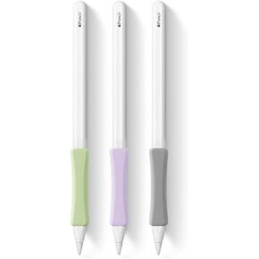 2 Pack iPencil Grips Silicone Sleeve Holder Compatible with Apple Pencil (USB-C)&Apple Pencil (2nd Generation),iPad Pro 11 12.9 inch,Ergonomic Protective Skin Cover,White,Pink